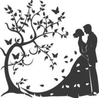 ai generiert Silhouette Elemente von das Braut und Bräutigam zum Hochzeit Einladungen sind schwarz nur vektor