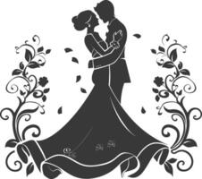 ai generiert Silhouette Elemente von das Braut und Bräutigam zum Hochzeit Einladungen sind schwarz nur vektor