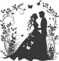 ai generiert Silhouette Elemente von das Braut und Bräutigam zum Hochzeit Einladungen sind schwarz nur vektor