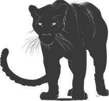 ai generiert Silhouette Panther Tier schwarz Farbe nur voll Körper vektor