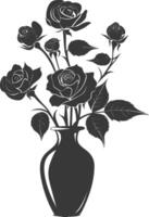 ai generiert Silhouette Rose Blume im das Vase schwarz Farbe nur vektor