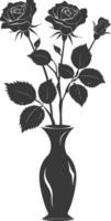 ai generiert Silhouette Rose Blume im das Vase schwarz Farbe nur vektor