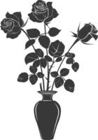 ai generiert Silhouette Rose Blume im das Vase schwarz Farbe nur vektor