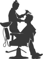 ai generiert Silhouette Friseur im Aktion voll Körper schwarz Farbe nur vektor