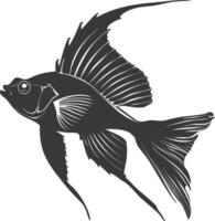 Silhouette Saugmaul Fisch Tier schwarz Farbe nur vektor