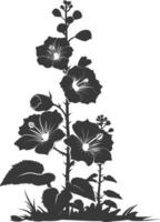 Silhouette Stockrosen Blume im das Boden schwarz Farbe nur vektor