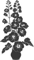 Silhouette Stockrosen Blume im das Vase schwarz Farbe nur vektor