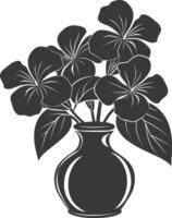 Silhouette Immergrün Blume im das Vase schwarz Farbe nur vektor