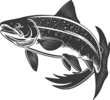 Silhouette Lachs Fisch Tier schwarz Farbe nur voll Körper vektor
