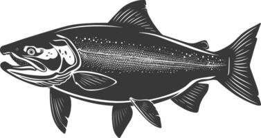 Silhouette Lachs Fisch Tier schwarz Farbe nur voll Körper vektor
