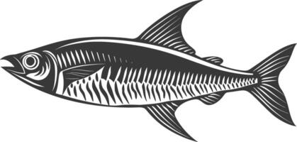 Silhouette Sardine Fisch Tier schwarz Farbe nur voll Körper vektor