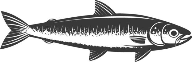 Silhouette Sardine Fisch Tier schwarz Farbe nur voll Körper vektor