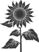 Silhouette Sonnenblume Blume schwarz Farbe nur vektor