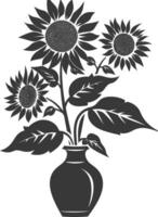 Silhouette Sonnenblume Blume im das Vase schwarz Farbe nur vektor