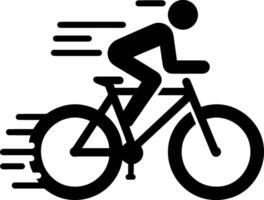 enkel logotyp ClipArt, abstrakt silhuett cyklist Vinka stil illustration av cykel cykling cykel sporter lopp ikon vektor