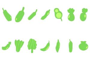 einfach Gemüse Symbol Satz. gesund Essen eben Design vektor