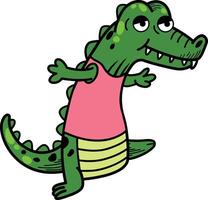 Hand gezeichnet Alligator Charakter Illustration, vektor
