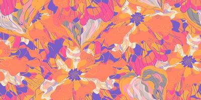 ein bunt abstrakt Muster mit orange, lila und Blau Blumen vektor