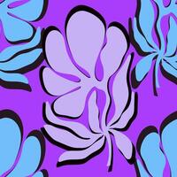 en lila och blå blomma mönster på en lila bakgrund vektor