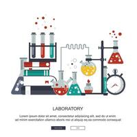 Labor Ausrüstung Banner. Konzept zum Wissenschaft, Medizin und Wissen. eben Illustration vektor