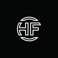 hf logotyp monogram med negativ utrymme cirkel rundad designmall vektor