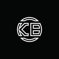 KB-Logo-Monogramm mit negativem Raumkreis abgerundete Designvorlage vektor