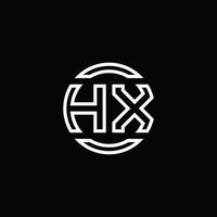 hx-Logo-Monogramm mit negativem Raumkreis abgerundete Designvorlage vektor