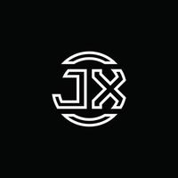 jx logotyp monogram med negativ utrymme cirkel rundad designmall vektor