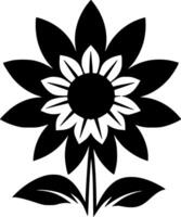blomma - svart och vit isolerat ikon - illustration vektor