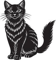 schwarz Katze Silhouette- schwarz und Weiß Illustration, vektor