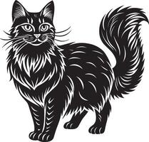 schwarz und Weiß Karikatur Illustration sibirisch Katze. Illustration vektor