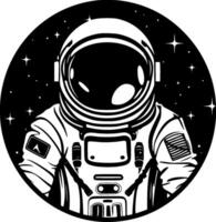 astronaut - svart och vit isolerat ikon - illustration vektor