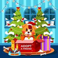 Adoption eines Hundes am Weihnachtstag von Santa Paws vektor