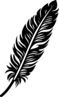fjäder - svart och vit isolerat ikon - illustration vektor