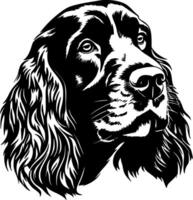 cockerspaniel spaniel, svart och vit illustration vektor