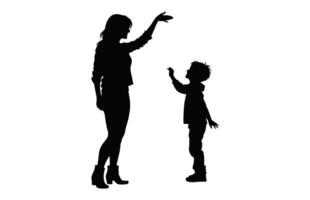 Mutter und Kind schwarz Silhouette isoliert auf ein Weiß Hintergrund vektor