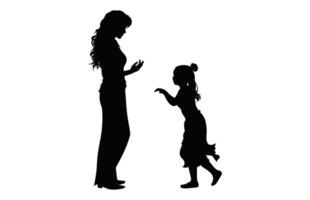 Mama und Kind Silhouette isoliert auf ein Weiß Hintergrund vektor