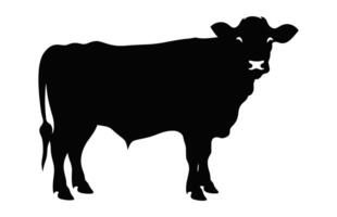 hereford ko svart silhuett isolerat på en vit bakgrund vektor