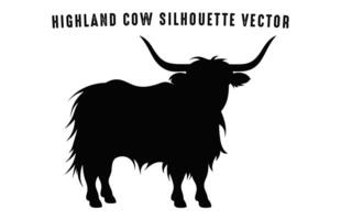 högland ko silhuett isolerat på en vit bakgrund vektor