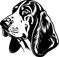 Basset hetzen - - schwarz und Weiß isoliert Symbol - - Illustration vektor