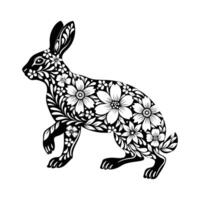 Illustration zum Postkarte, Poster, Aufkleber, Muster. Ostern Hase mit Blumen- Muster vektor