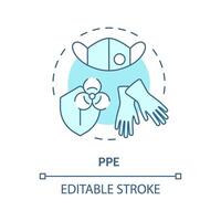 ppe mjuk blå begrepp ikon. personlig skyddande Utrustning. risk bedömning, industriell hygien. runda form linje illustration. abstrakt aning. grafisk design. lätt till använda sig av presentation, artikel vektor