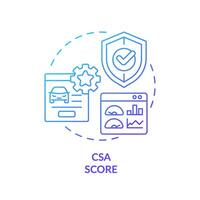 csa Ergebnis Blau Gradient Konzept Symbol. Kunde Service, Befriedigung Bewertung. Sicherheit Bewusstsein Metriken. runden gestalten Linie Illustration. abstrakt Idee. Grafik Design. einfach zu verwenden im Infografik vektor