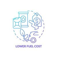 lägre bränsle kosta blå lutning begrepp ikon. pris minskning. flotta utgifter, gas priser. runda form linje illustration. abstrakt aning. grafisk design. lätt till använda sig av i infografik, presentation vektor