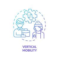 Vertikale Mobilität Blau Gradient Konzept Symbol. Verschiebung von niedriger Klasse zu Mitte Klasse. Werdegang und Sozial Leiter. runden gestalten Linie Illustration. abstrakt Idee. Grafik Design. einfach zu verwenden vektor