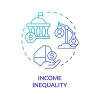 Einkommen Ungleichheit Blau Gradient Konzept Symbol. Lohn und Gehälter Lücke. Qualität von Leben, finanziell Stabilität. runden gestalten Linie Illustration. abstrakt Idee. Grafik Design. einfach zu verwenden im Broschüre vektor