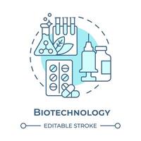 Biotechnologie Sanft Blau Konzept Symbol. medizinisch Forschung. genetisch Maschinenbau. Arzneimittel. runden gestalten Linie Illustration. abstrakt Idee. Grafik Design. einfach zu verwenden im Präsentation vektor