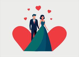 elegant Paar Illustration mit Herzen zum Valentinstag Tag vektor