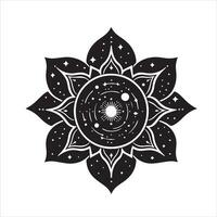 ein schwarz und Weiß Zeichnung von ein sternförmig Lotus Blume vektor