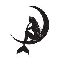 ein Meerjungfrau ist Sitzung auf ein Mond Illustration vektor